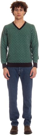 Drumohr V-Neck Cashmere Sweater Biscottino Pattern