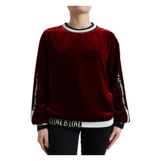 Dolce & Gabbana Sweatshirts, female, Red, 3XS, Elegant Bordeaux Silk-Blend Jumper