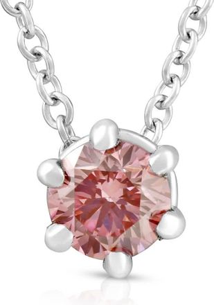 Pompeii3 1/4Ct Pink Diamond Solitaire Floating Pendant 14k White Gold Lab Grown Necklace