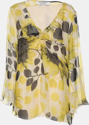 Marina Rinaldi Yello/black Sunflower Print Chiffon Blouse