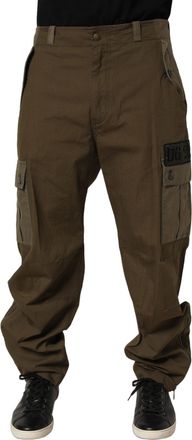 Dolce & Gabbana Mens Cotton-Elastane Straight-Leg Cargo Pants Brown