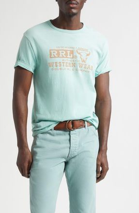 Ralph Lauren Western Cotton & Hemp Graphic T-Shirt in Faded Turquoise at Nordstrom, Size X-Large
