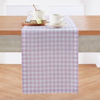 Solino Home Linen Table Runner for Dining Table, Holiday and Everyday Table Decor - Gingham Check in Lilac at Nordstrom, Size Xx-Small