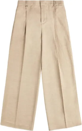 Fay Washed-Effect Viscose And Linen Gabardine Trousers With Metal Logo Detail