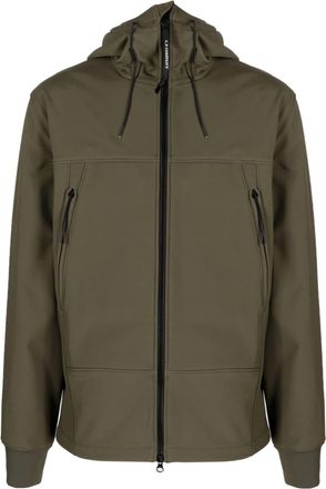 C.P. Company Goggles-detail zip-up hooded jacket - men - Polyester/Polyester/Elastane/Cotton/Polyamide - 54 - Green