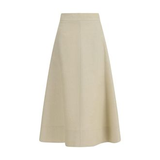 P.A.R.O.S.H. Beige Linen Midi Womens Skirt