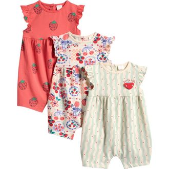 Next Pack of 3 Assorted Frill Rompers in Red at Nordstrom, Size 0-1M