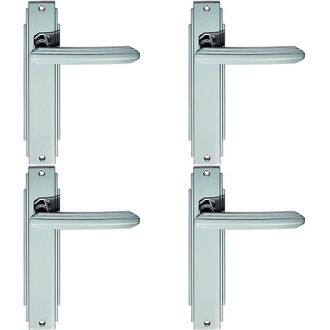 Loops 4x PAIR Line Detailed Handle on Latch Backplate 205 x 45mm Polished Chrome