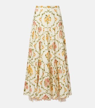 Agua Bendita Anis Cordillera floral cotton maxi skirt