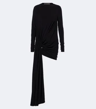 Sportmax Asymmetric gathered jersey minidress