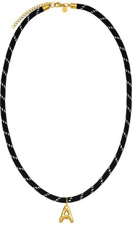 Petit Moments Bubble Initial Pendant Cord Necklace in Black-A at Nordstrom