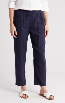 Caslon Pull-On Linen Blend Crop Pants in Navy Still at Nordstrom Rack, Size X-Small