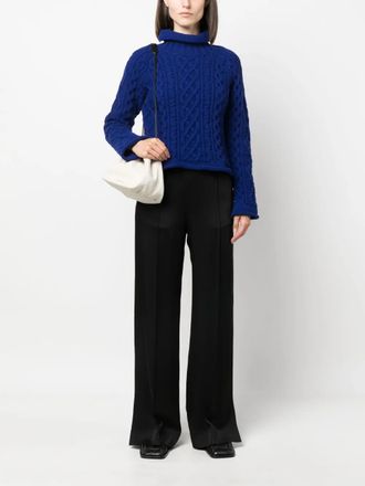 Jil Sander Satin afgewerkte wijde broek