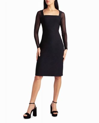 Nicole Miller Naomi Long Sleeve Midi Dress In Very Black