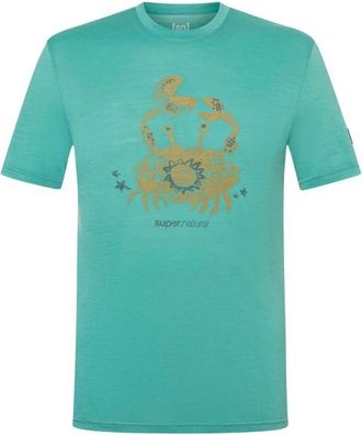 super.natural Mr Crab Tee Merinoshirt f&uuml;r Herren | t&uuml;rkis