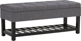 Simpli Home Saxon 43in Transitional Rectangle Storage Ottoman Bench
