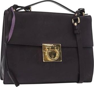 Ferragamo Pre-owned Handbags, female, Purple, Size: ONE SIZE Pre-owned Leather Handbag