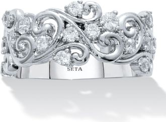 Palm Beach Jewelry 58 TCW Platinum-Plated Cubic Zirconia Vintage Ring