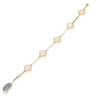 Van Cleef & Arpels Pre-Owned Van Cleef & Arpels Yellow Gold Rock Crystal Vintage Alhambra Bracelet