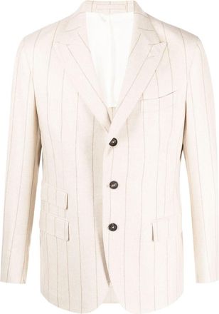 Eleventy pinstriped single-breasted blazer - men - Viscose/Cupro/Silk/Wool/Cashmere - 52 - Neutrals