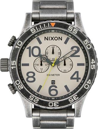 Nixon 51-30 Chronograph Bracelet Watch, 51mm in Antique Silver/pumice at Nordstrom