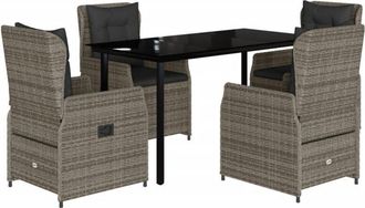 vidaXL Set Comedor De Jard&iacute;n 5 Piezas Con Cojines Rat&aacute;n Sint&eacute;tico Gris Vidaxl