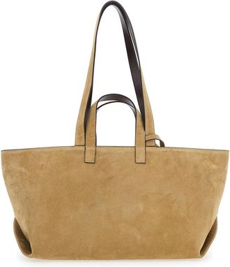A.P.C. Womens Tote Bag Le Drummer Beige Suede Cow Leather