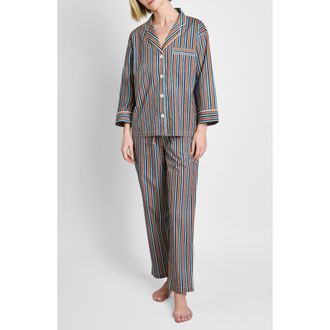 Sleepy Jones Marina Pajama Set in Woodblock Stripe at Nordstrom, Size X-Small