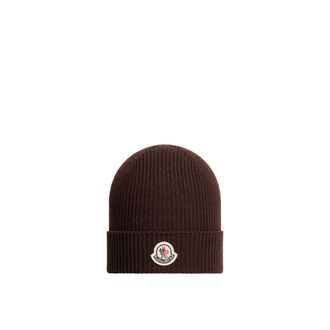 Moncler Moncler Wool Beanie, Men, Brown, Size: One Size
