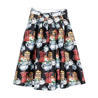Alessandro Enriquez Midi Skirt with Coffee Print - female - Alessandro Enriquez - Midi Skirts - Multicolor - XS - Skirts