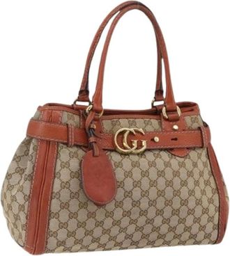 Gucci Pre-owned Handbags, female, Beige, Size: ONE SIZE Pre-owned Canvas Handbag