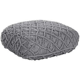Beliani Beliani - Puf De Algod&oacute;n Gris 50 X 50 Cm Coj&iacute;n De Asiento Piso Macram&eacute; Berrechid