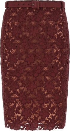 Self Portrait Burgundy Guipure Lace Midi Gonne Bordeaux-Donna