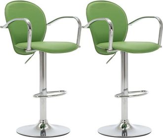 vidaXL Vidaxl - Taburetes cocina con reposabrazos 2 uds cuero sintético verde