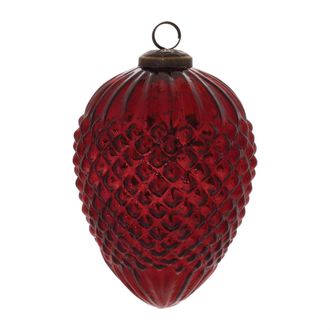 Melrose International Hobnail Glass Cone Ornament (Set of 2) - Red