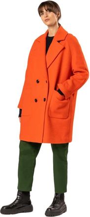 Palt&ograve; Dubbelbreastede Jas met Raglanmouwen en Oversized Pasvorm - Dames - Mantel - Oranje - S - Wol - Jassen