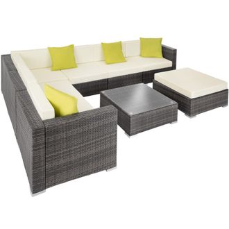 TecTake Garden Furniture Set Marbella in Grey | Size: 6 Person