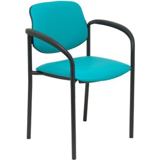 Piqueras y Crespo Silla Fija Styl Similpiel Verde Chasis Negro Con Brazos