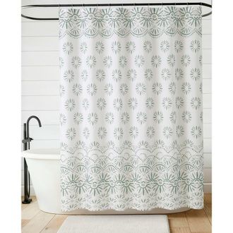 Jessica Simpson Floral Shower Curtain in Haven Border Sage Green at Nordstrom Rack