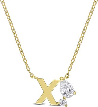 Mimi & Max 3/4ct TGW Created White Sapphire Q Initial Necklace Yellow Plated Sterling Silver