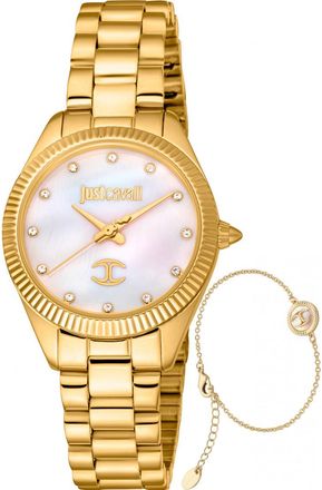 Just Cavalli Womens JC1L267M0055 Ladies Pacentro Watch and Bracelet Gift Set - Gold - One Size