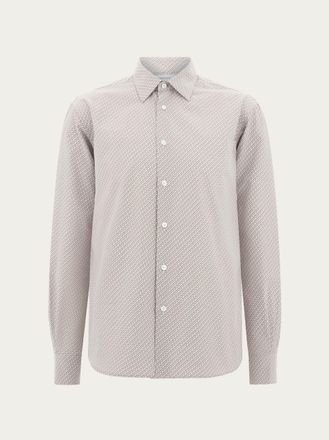 Ferragamo Men Micro-patterned shirt White