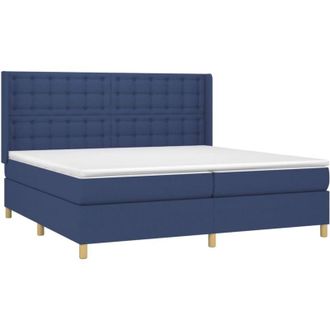 vidaXL Vidaxl - Cama Box Spring Colch&oacute;n Y Luces Led Tela Azul 200x200 Cm