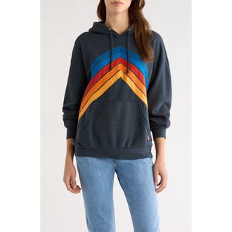 Aviator Nation Mountain Stitch Chevron Hoodie in Charcoal at Nordstrom, Size X-Small