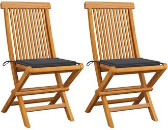 vidaXL Vidaxl - Sillas De Jard&iacute;n 2 Uds Con Cojines Antracita Madera De Teca