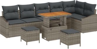 vidaXL Vidaxl - Garden Sofa Set with Cushion 9 pcs Grey Poly rattan