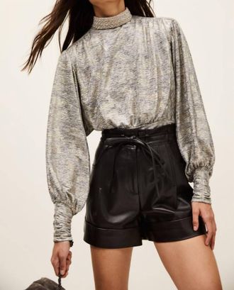 BA&SH Tully Billowed Sleeves Top In Argent