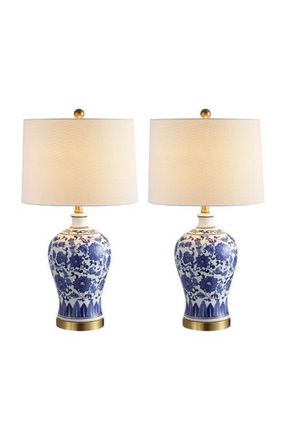 Jonathan Y Designs Jennifer 25.75 Ceramic/Metal LED Table Lamp, Blue/White at Nordstrom