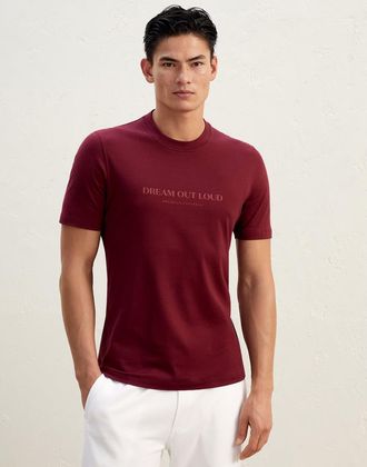 Brunello Cucinelli Burgundy Cotton Mens T-Shirt