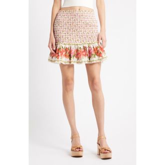 Farm Rio Floral Print Miniskirt in Off-White at Nordstrom Rack, Size X-Large